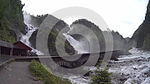 Large cascade waterfall,norway