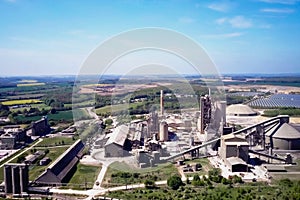 Large cement plant. The production of cement on an industrial scale in the factory