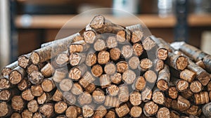 Large Stack of Firewood Logs Inside a Building for the Winter