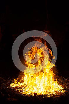 Large ceremonial fire at night