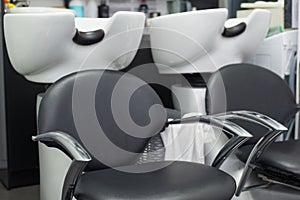 Large chair for hairdressers, after cutting, washing hair in the sink