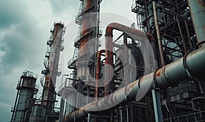 large chemical plant and smoke pipes
