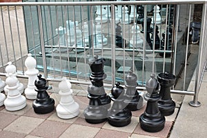 This large Chess set is next to the two way mirror restrooms on the square in Sulphur Springs Texas