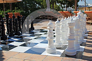 A large chessboard at a luxury resort
