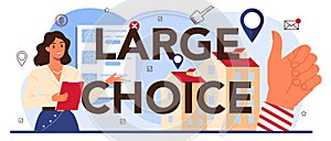 Large choice typographic header. Real estate industry. Idea of wide selection