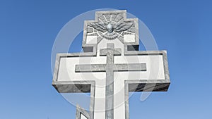 A large Christian crucifix. Faith in God. A symbol of Christianity. Worship concept