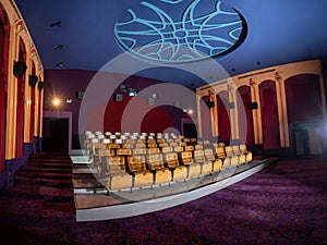 Large cinema theater with empty chair movie seats