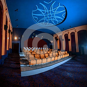 Large cinema theater with empty chair movie seats