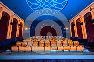 Large cinema theater with empty chair movie seats