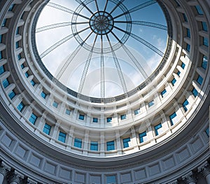 A large, circular dome with a skylight in the center.