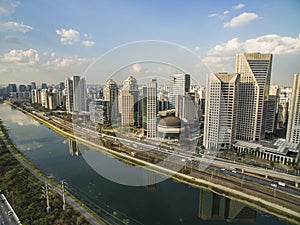 City of Sao Paulo Brazil South America, Marginal Pinheiros Avenue and Pinheiros River photo