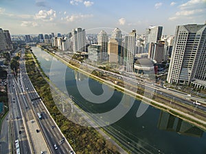 City of Sao Paulo Brazil South America, Marginal Pinheiros Avenue and Pinheiros River photo