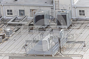 Large City Building HVAC Electrical Rooftop Packaged Units.