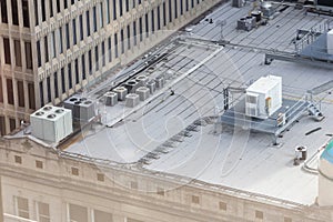 Large City Building Stand Alone and HVAC Electrical Rooftop Packaged Units.