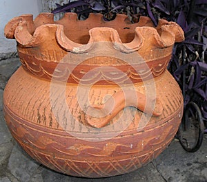 Large clay pot handicraft