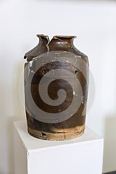 Large clay pot in the museum