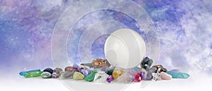 Large clear crystal ball celestial crystal healing banner -