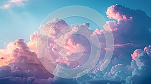 A large cloud formation in the sky with a bright blue background, AI