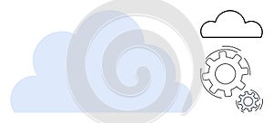 Cloud Computing Concept with Gears Representing Data Processing and Collaboration Technologies