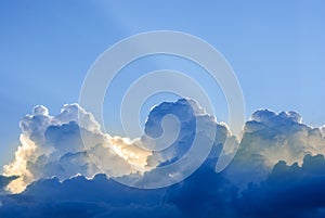 Large clouds on a background of blue sky