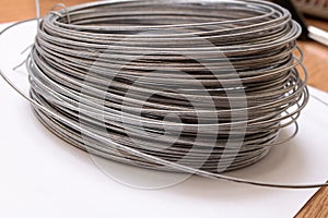 Large coil of wire on the table