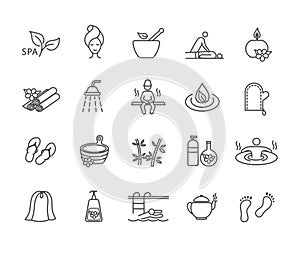 Large collection of black and white spa icons