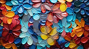 A large collection of colorful plastic flowers, AI