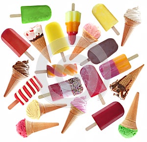 Large collection of ice cream and lollies