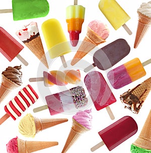 Large collection of ice cream and lollies