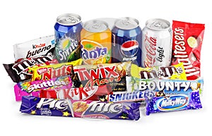 Large collection of junk food