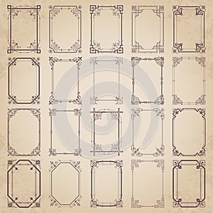 Large collection of vintage calligraphic frames - vector set