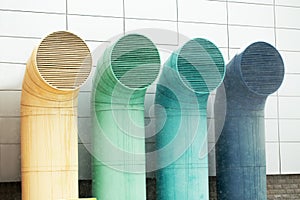 large color ventilation pipes of industrial building,