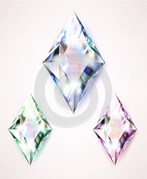 Large colored jewelery diamonds with rhinestones and bright shine