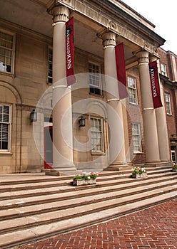 Large columns on a front porch