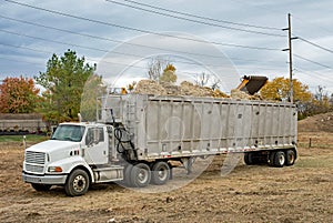 Large Transportation Truck Loaded with Mulched Trees photo