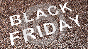 Large community of people forming BLACK FRIDAY slogan. 3d illustration metaphor for marketing, promotion