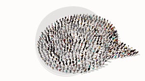 Large community of people forming the cloud sign. 3d illustration metaphor for communication, online talking