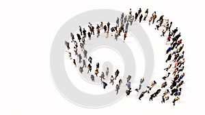 Large community of people forming the  like icon. 3d illustration metaphor for love, popular, trendy, health