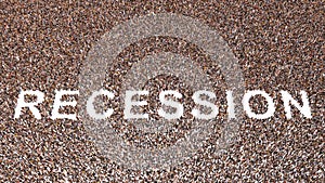 Large community of people forming the word RECESSION. 3d illustration metaphor for declining economic