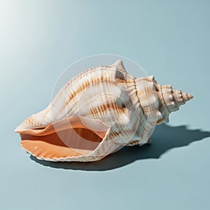 A large conch shell displayed on