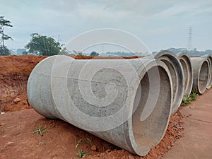 Large concrete sewage pipe