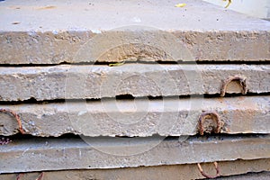 Large construction debris, concrete slabs and blocks