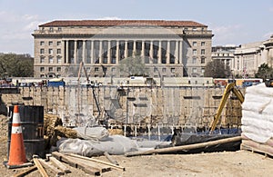 Large construction site excavation for Washington DC museum