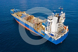 Large Container ship at Sea, Aerial image.