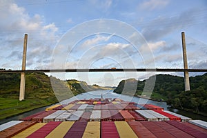 Large container ship transiting Panama Canal.