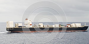 Large container vessel ship and the horizon