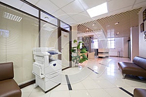 Large corridor near reception in business company