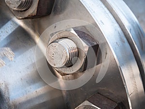 Large coupling bolt of the metal flange photo