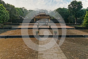 The large court in front of the Hien Duc Gate at the Emperor Minh Mang Tomb in Hue, Vietnam.