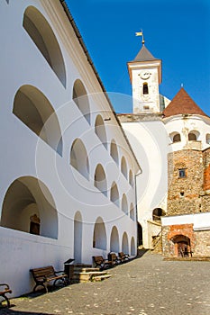 Large courtyard of the ancient castle Palanok in the city of Mukachevo Ukraine